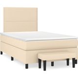 vidaXL Boxspringbett mit Matratze Creme 120x200 cm Stoff