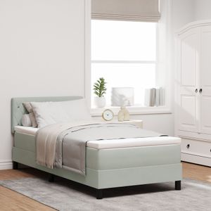 vidaXL Boxspringbett mit Matratze Hellgrau Samt