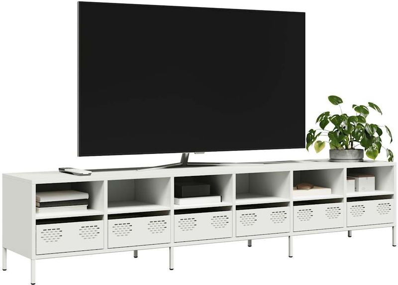 vidaXL TV-Schrank Weiß 202x39x43,5 cm Kaltgewalzter Stahl