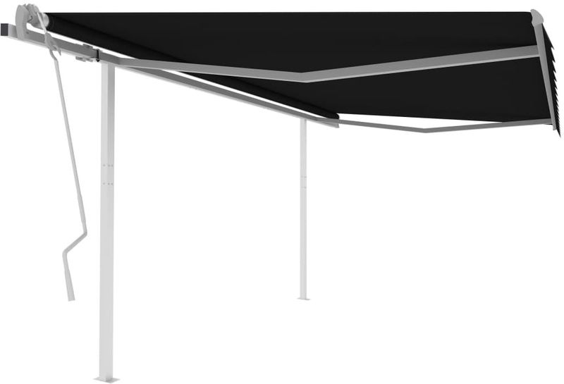 vidaXL Markise Manuell Einziehbar mit Pfosten 4,5x3,5 m Anthrazit