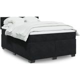 vidaXL Boxspringbett mit Matratze Schwarz 140x200 cm Samt