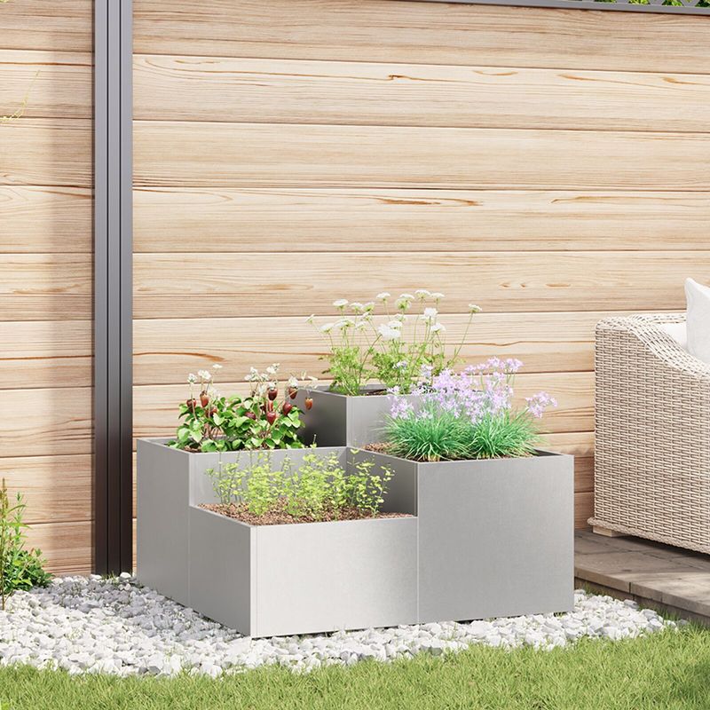 vidaXL Garten Pflanztopf 80x80x48 cm Edelstahl