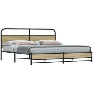 vidaXL Metallbett ohne Matratze Sonoma-Eiche 200x200 cm
