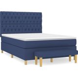 vidaXL Boxspringbett mit Matratze Blau 140x200 cm Stoff
