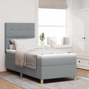 vidaXL Boxspringbett mit Matratze Hellgrau 100x200 cm Stoff
