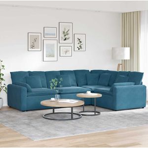vidaXL Modulares Sofa mit Kissen Samt Blau
