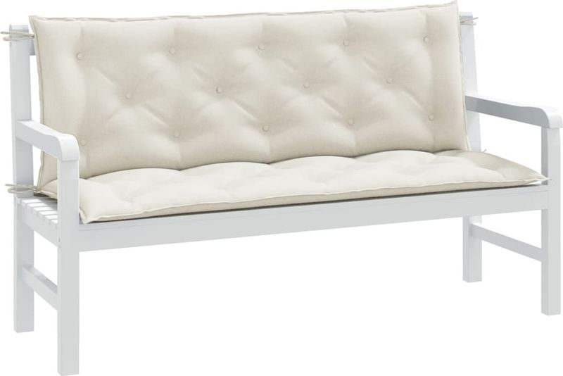 vidaXL Gartenbank-Auflagen 2 Stk. Melange Creme 150x50x7 cm Stoff