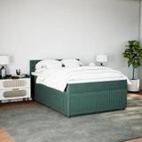 vidaXL Boxspringbett mit Matratze Dunkelgrün 160x200 cm Samt