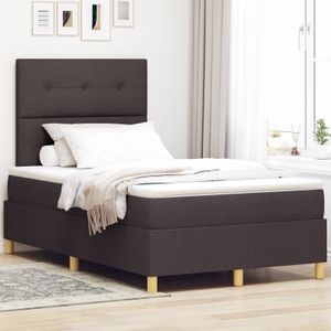 vidaXL Boxspringbett mit Matratze Dunkelbraun Kleines Doppelbett Stoff