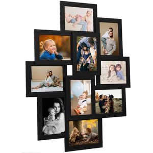 vidaXL Collage Bilderrahmen für 10x(13x18 cm) Fotos Schwarz MDF