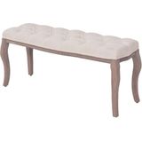 vidaXL Bank Leinen Massivholz 110 x 38 x 48 cm Cremeweiß