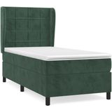 vidaXL Boxspringbett mit Matratze Dunkelgrün 80x200 cm Samt