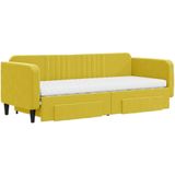 vidaXL Tagesbett Ausziehbar mit Schubladen Gelb 80x200 cm Samt