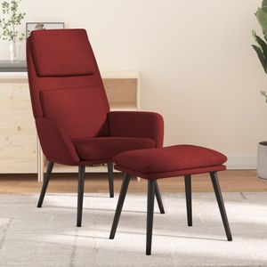 vidaXL Relaxsessel mit Hocker Weinrot Stoff