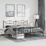 vidaXL Bettgestell mit Kopf- und Fußteil Metall Schwarz 193x203 cm