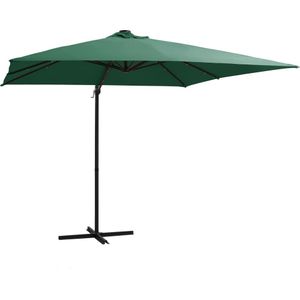 vidaXL Ampelschirm mit LED-Beleuchtung Stahl-Mast 250x250 cm Grün
