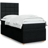 vidaXL Boxspringbett mit Matratze Schwarz 80x200 cm Stoff