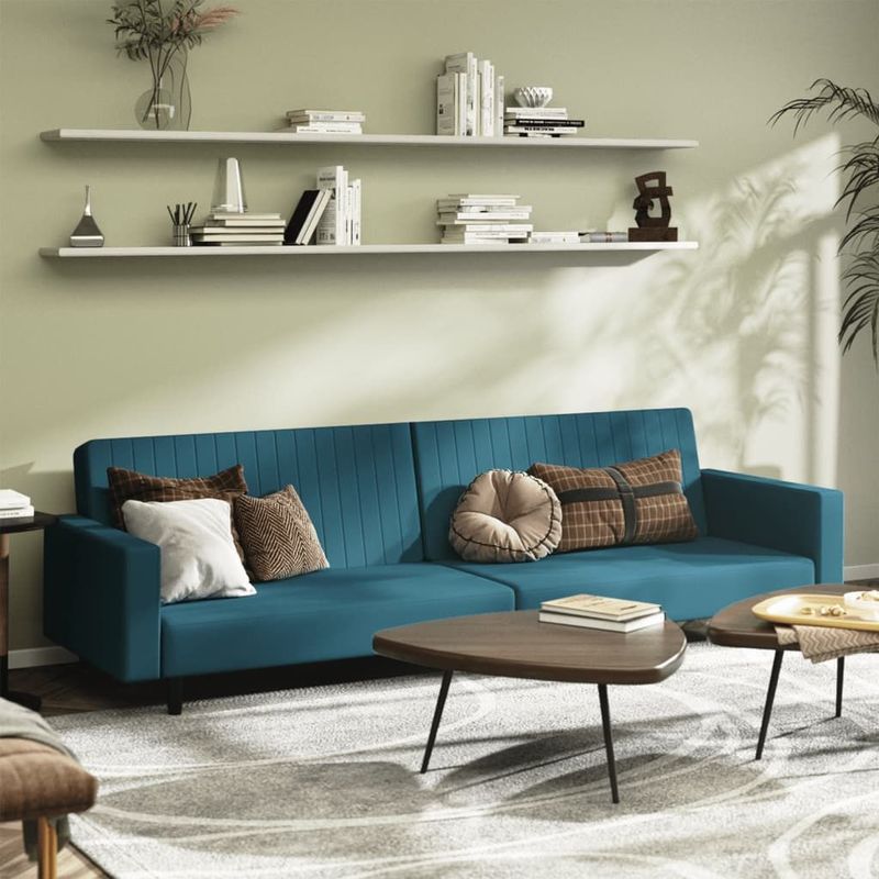 vidaXL Schlafsofa 2-Sitzer Blau Samt