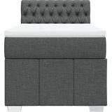 vidaXL Boxspringbett mit Matratze Dunkelgrau 90x200 cm Stoff