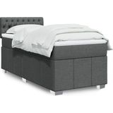 vidaXL Boxspringbett mit Matratze Dunkelgrau 90x200 cm Stoff