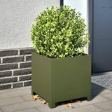 vidaXL Pflanzkübel Olivgrün 40x40x40 Stahl