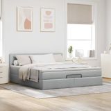 vidaXL Ottoman-Bett mit Matratze Hellgrau 160x200 cm Stoff