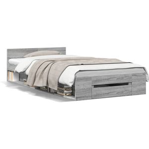 vidaXL Bettgestell mit Schublade Grau Sonoma 90x190 cm Holzwerkstoff