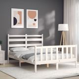 vidaXL Massivholzbett ohne Matratze Weiß 140x200 cm Kiefernholz