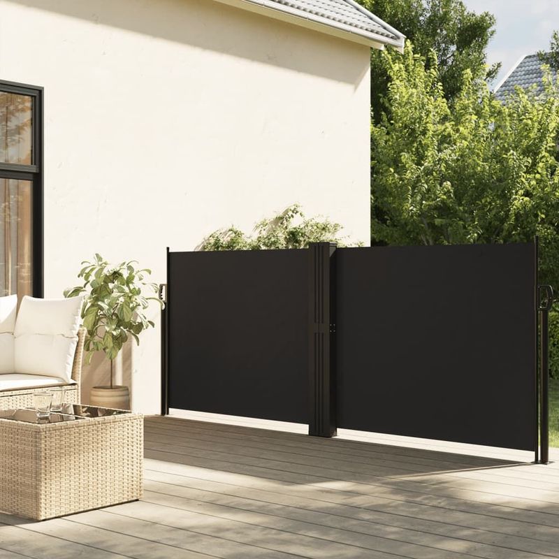vidaXL Seitenmarkise Ausziehbar Schwarz 120x600 cm