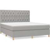 vidaXL Boxspringbett mit Matratze Hellgrau 160x200 cm Stoff