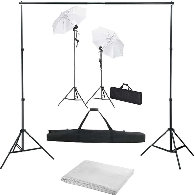vidaXL Fotostudio-Set mit Hintergrund, Leuchten und Schirmen