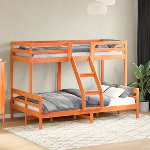 vidaXL Etagenbett 80x200/120x200 cm Wachsbraun Massivholz Kiefer