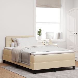 vidaXL Boxspringbett mit Matratze Creme 120x190 cm Stoff