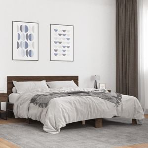 vidaXL Bettgestell Braun Eichen-Optik 160x200 cm Holzwerkstoff Metall