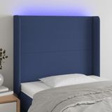 vidaXL LED Kopfteil Blau 83x16x118/128 cm Stoff