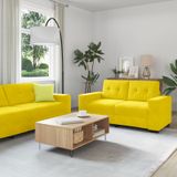 vidaXL 3-teiliges Sofaset mit Kissen Gelbes Samt