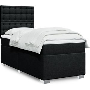 vidaXL Boxspringbett mit Matratze Schwarz 90x190 cm Stoff