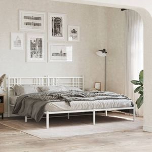 vidaXL Bettgestell mit Kopfteil Metall Weiß 193x203 cm
