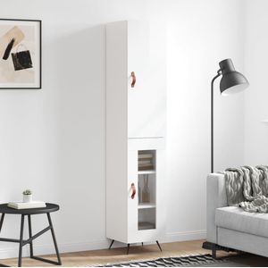 vidaXL Highboard Hochglanz-Weiß 34,5x34x180 cm Holzwerkstoff