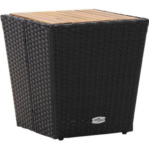 vidaXL Beistelltisch Schwarz 41,5×41,5×43 cm Poly Rattan & Massivholz