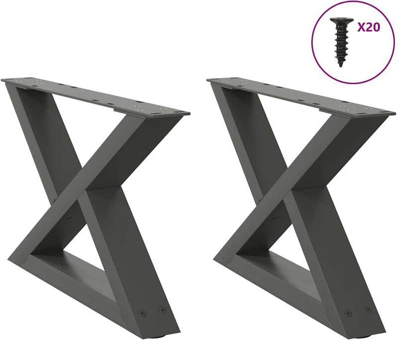 vidaXL Couchtischbeine 2 Stk. Anthrazit 60x(30-31,3) cm Stahl