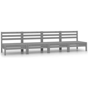 vidaXL Garten-Mittelsofas 4 Stk. Grau Massivholz Kiefer