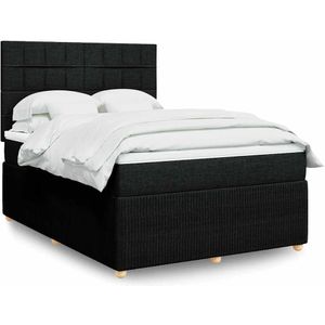 vidaXL Boxspringbett mit Matratze Schwarz 160x200 cm Stoff