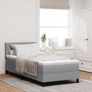 vidaXL Boxspringbett mit Matratze & LED Hellgrau 90x200 cm Stoff