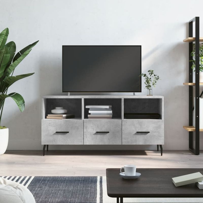 vidaXL TV-Schrank Betongrau 102x36x50 cm Holzwerkstoff