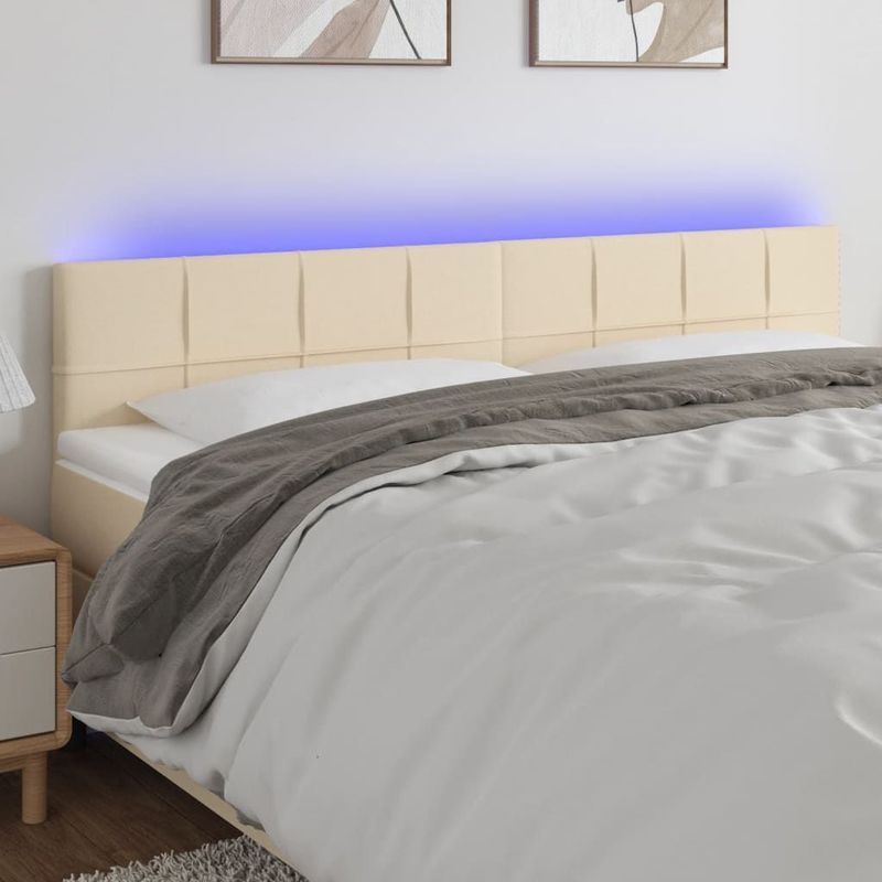 vidaXL LED Kopfteil Creme 160x5x78/88 cm Stoff
