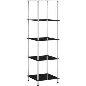 vidaXL Regal mit 5 Ablagen Schwarz 40x40x130 cm Hartglas