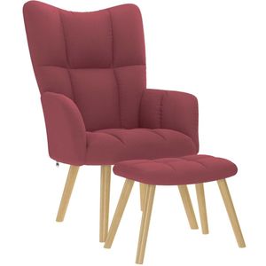 vidaXL Relaxsessel mit Hocker Weinrot Stoff