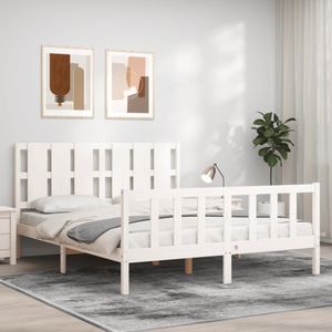 vidaXL Massivholzbett ohne Matratze Weiß 160x200 Kiefernholz