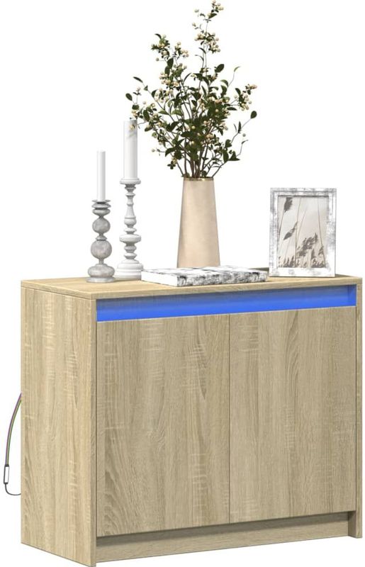 vidaXL LED-Sideboard Sonoma-Eiche 72x34x61 cm Holzwerkstoff